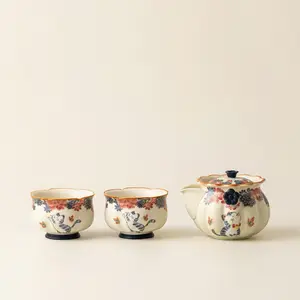 Ceramic Teapot Set with Handle - One Teapot and Two Cups for Home Use