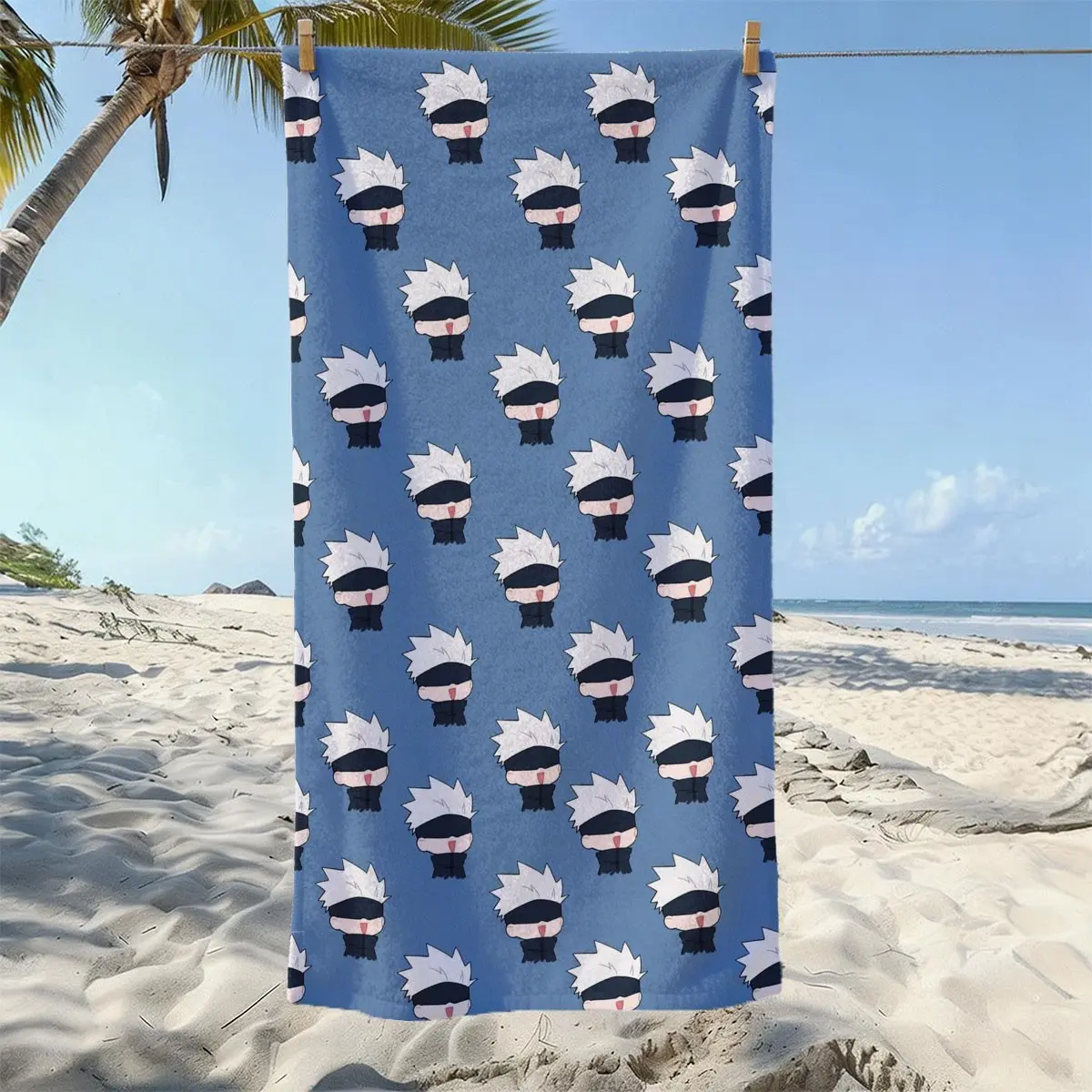 Five Ryu Q Version Full Print Beach Towel, Ultra-Fine Fiber, Lightweight Quick-Dry Sand-Proof, Ideal for Pool, Beach, Travel, Camping