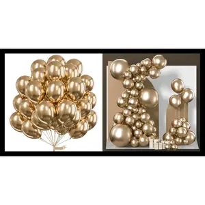 Chrome Gold Balloons 200 pcs Different Sizes Pack of 18 12 10 5 Inch Metallic Gold Balloon Arch Kit Garland for Birthday Graduation Baby Shower Wedding Party Decorations Gold-G127