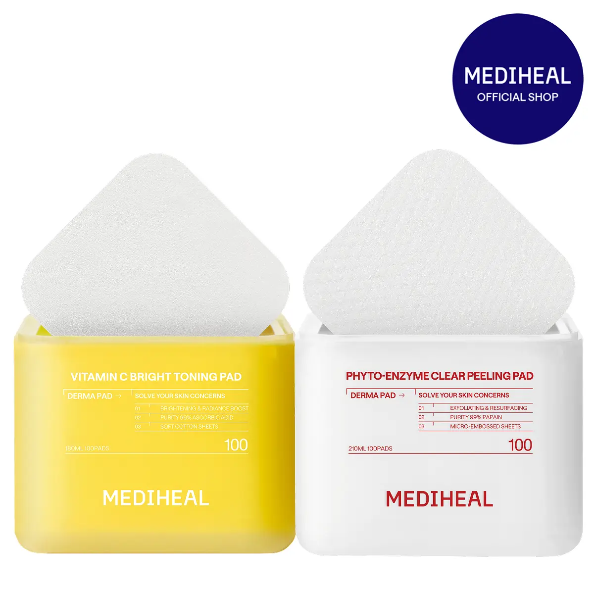 [Mediheal] Glow Skin Reset Duo | Vitamin C Toning Pad + Phyto-Enzyme Peeling Pad | 24/7 Illuminating & Texture Refining Care