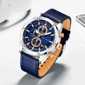 MF MINI FOCUS Mens Watch Business Casual Wrist Watches (Multifunction/Waterproof/Luminous/Calendar) Leather Strap Fashion Watch for Men