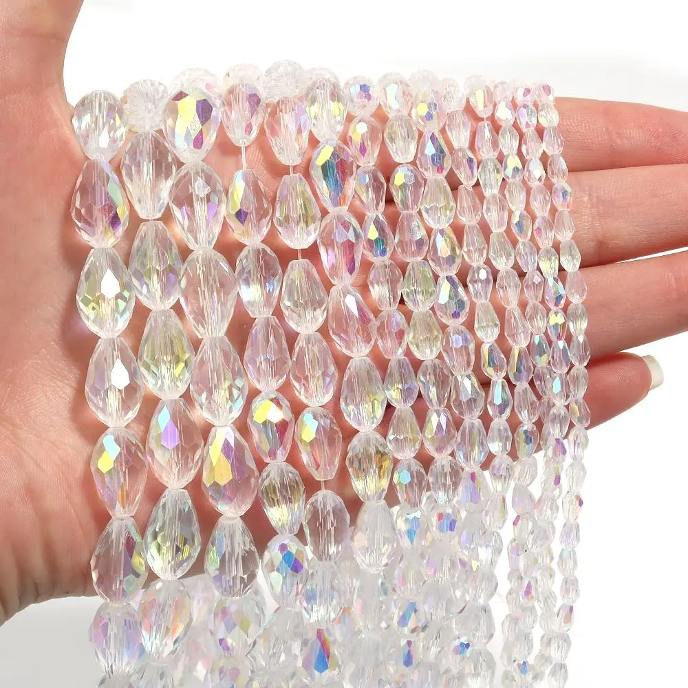 Apx45-90pcs/Strand AB Color Teardrop Faceted Crystal Glass Beads  For Jewelry Making Loose Spacer Beads DIY Earrings Necklace