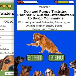 Dog and Puppy Training Planner & Guide: Introduction to Basic Commands: Learn how to teach your puppy or dog sit, lay down, watch you, come and stay. Written By Educator, and Animal Trainer Shelby Bueno