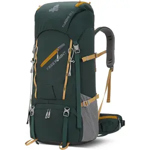 65L  Hiking Camping Backpack with Rain Cover, Outdoor  Travel Daypack for Climbing Touring (Dark Green)