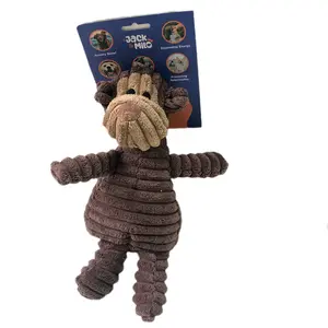 Jack & Milo Plush Dog Toy – Soft Corduroy Squeaky Chew Toy for Dogs, Monkey Design