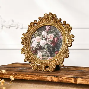 Vintage Round Photo Frame with Lace Border, Wall Hanging or Tabletop Display, Home Decor Photography Prop, Home Decor Accessory