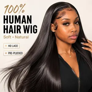 IFLY 13x4 Straight HD Lace Front Human Hair Wig - Bone Straight, 12A Virgin Hair 24-28", 200% Density