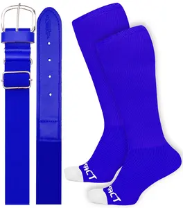 Baseball Socks and Belt Combo Set for Boys & Girls, Adult and Youth Sizes (Royal Blue)