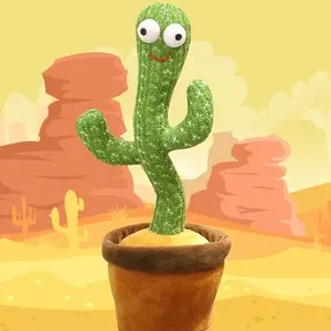 Dancing Cactus, Talking Repeat Singing Sunny Cactus Toy with 120 Pcs Songs, Sing+Dancing+Recording+LED