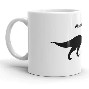 Mondays and Me Funny T-Rex Dinosaur Running Ceramic Coffee Drinking Mug  - 11oz Funny Coffee Mugs Ceramic Printed Drinkware Cup