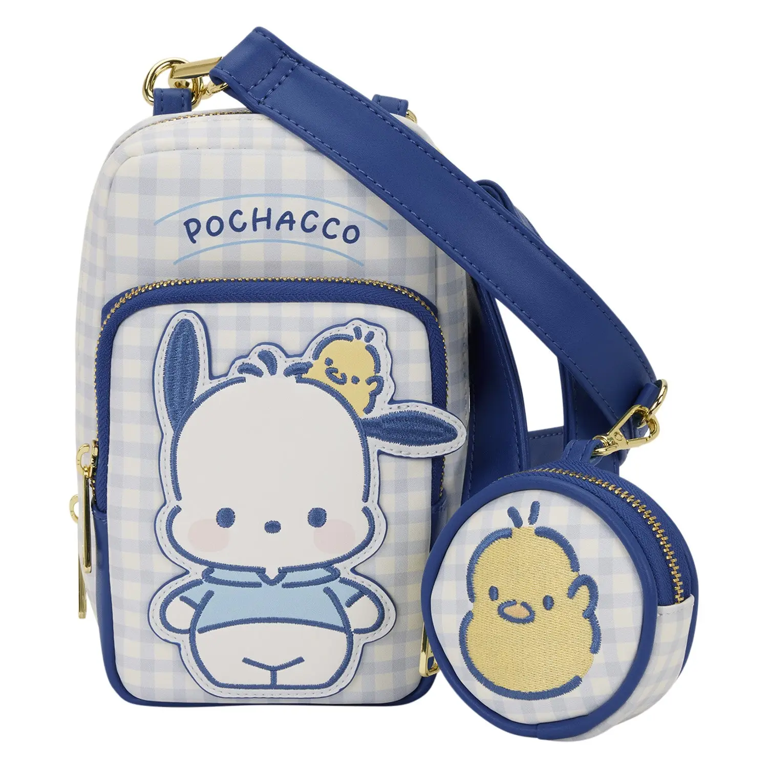 Sanrio Pochacco Gingham Loungefly Cellphone Crossbody Bag with Coin Bag