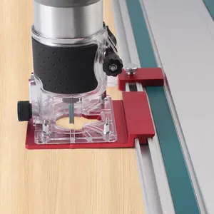 Aluminum Router Guide Rail Adapte with Rail Stop for Fixed Base Trim Routers, Compatible with Powertec, Makita, Festool, Milwaukee, Kreg ACS, WEN, Triton etc.Track Saw Guide Rails, MGJ-106R
