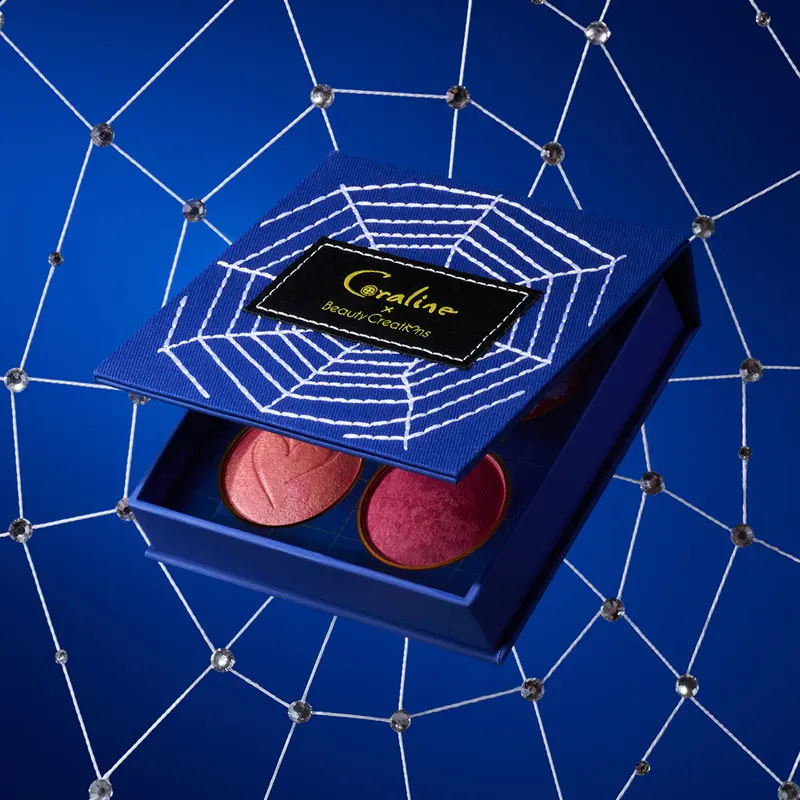 Beauty Creations x Coraline "Mother's Web" Cosmetic Face Palette, Radiant Scented Shimmer Makeup Product for Blush Application