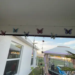 Colorful Butterfly Design Wall Art Decor, 6 Counts/set Hanging Garden Patio Decoration, Iron Fence Yard Wall Ornaments, Modern, Outdoor, Home, Cute, Pink, Exterior, Blue