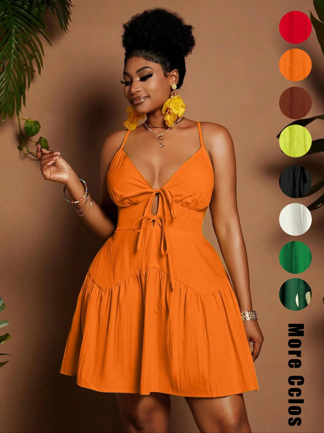 Plus Size Solid Backless Cami Dress, Casual Fashion Casual Sleeveless Dress  for Daily Outdoor Wear, Women Plus Clothing for Summer - TikTok Shop