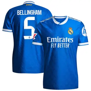 Unisex Soccer Real Madrid Team Jude Bellingham Champions Language 2025/26 Third Replica Player Jersey - Blue