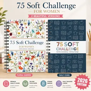 Summer Glow 75 Soft Challenge Journal, for Women, Men - A5 Spiral 75-Day Habit Tracker Planner, 108-Page Full-Color Daily Logs, Weekly Reviews, Meal Water Workout Reading Tracker