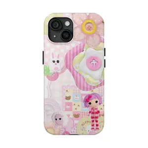 Cute Lalaloopsy Phone Case, Sew Magical, Sew Cute, Kawaii Doll Aesthetic Cover Phone Case for Phone 16 15 14 13 12 11 & Samsung S25 S24 S23 S22 S21 - Cartoon Collage Protective Cover with Glossy Finish & Impact Absorption