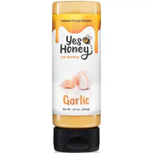 Yes Honey I'm Savory Garlic Creamed Honey Drizzler - 12 Oz - Allergy Friendly & Alpha-Gal Friendly - Natural Sweetness - Sugar Free - Honey Sweet