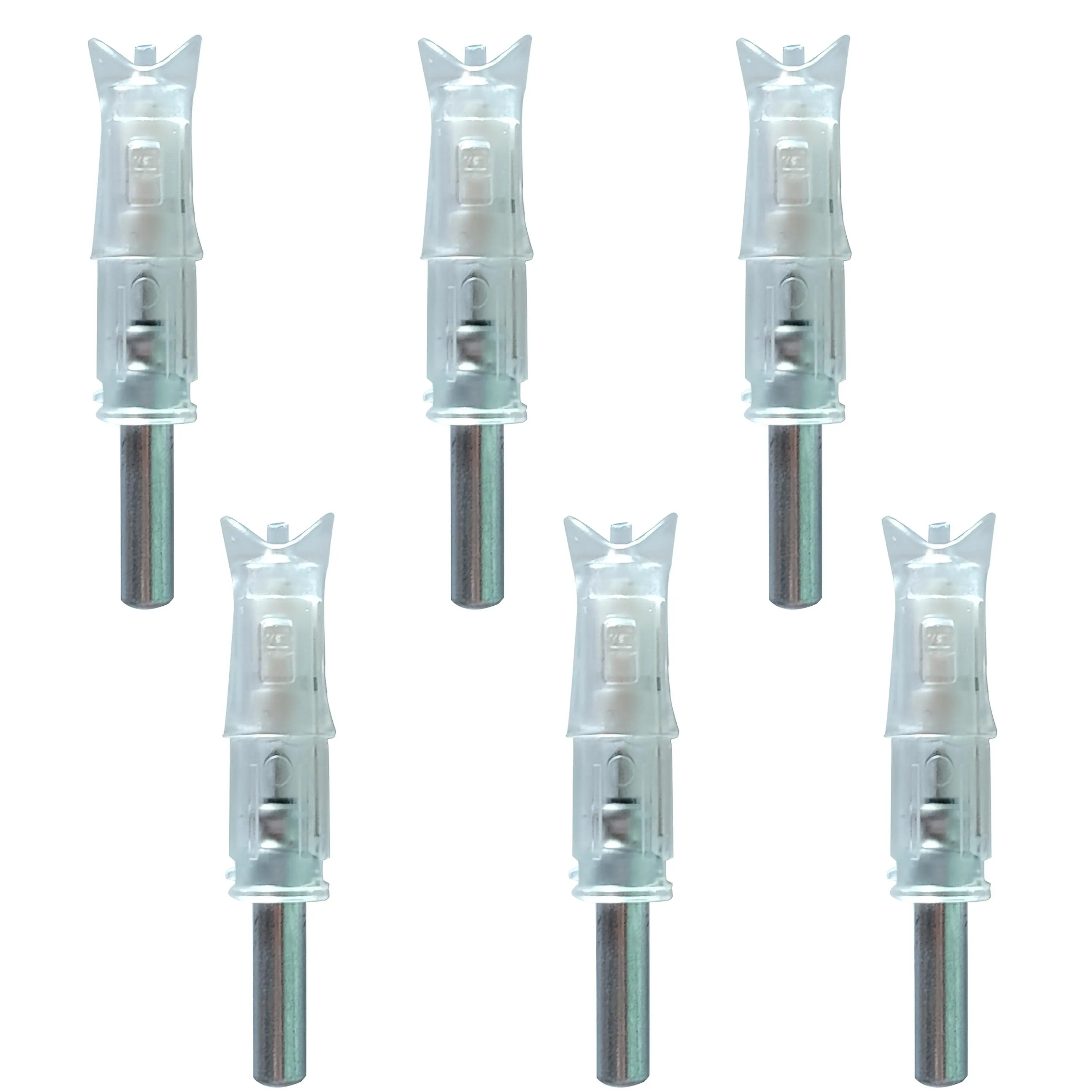 6PCS Lighted Nocks for Crossbow with .300''/7.62mm Inside Diameter,Half Moon Style Lighted Archery nocks