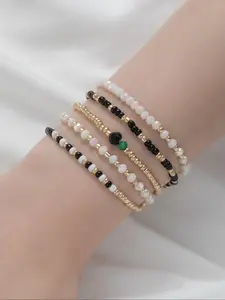 Boho Style Colorblock Beaded Bracelet, Fashionable Jewelry for Women & Men, Trendy All-match & Exquisite Jewelry for Birthday Gift, Bangles Bracelets Set