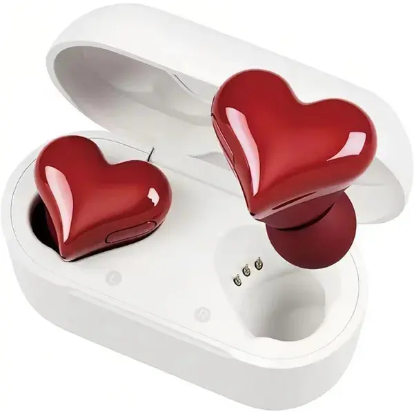 Heart-Shaped Wireless Bluetooth Noise-Cancelling In-Ear Earbuds - Headphones for Girls, Electronic Audio Device with CD Sound (Party Bags & Gifts Essential), Coating
