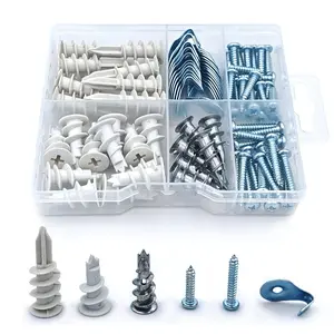 Self Drilling Drywall Anchors Hanging Kit 90 count, Sheetrock Anchors Kit, Nylon Anchors, No Drill Hole Required Drywall Screws and Picture Hanging Anchors