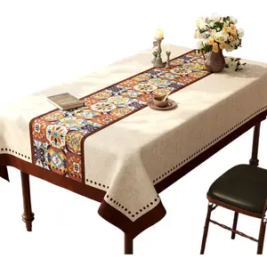 American Style PVC Dining Tablecloth Waterproof Oilproof No Wash Heat Resistant Light Luxury High End Coffee Table Protector Rectangle