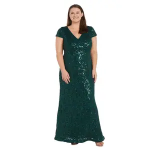 R&M Richards 2858W Long Plus Size Sequin Formal Evening Dress