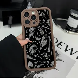 Dark Gothic Skull & Bone Collage iPhone Case 17/16/15 Pro Max 14 Plus/13/12/11 Pro/Air Edgy Macabre Aesthetic Precise Fit Full Protection with Durable Build