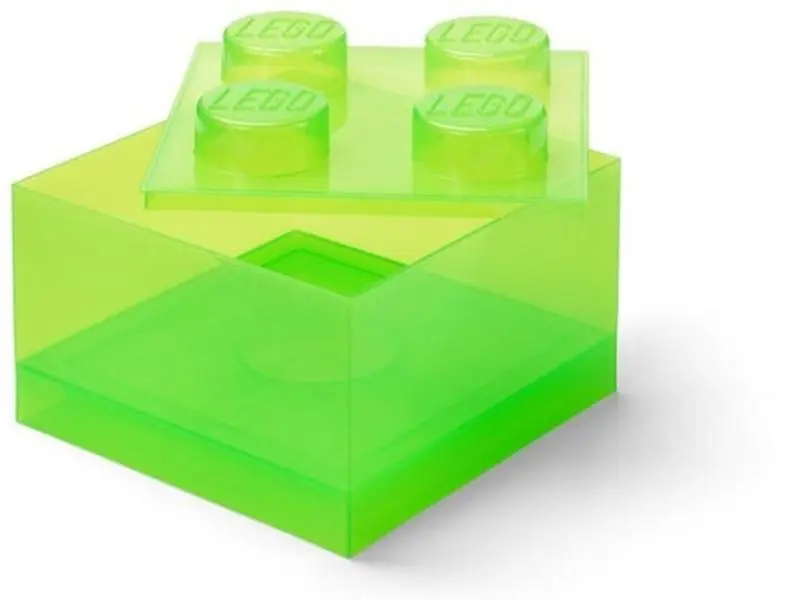 LEGO Stackable Storage Brick with 4 Knobs, Light Green with a Top Lid Translucent  [COLLECTIBLES] Green, Brick