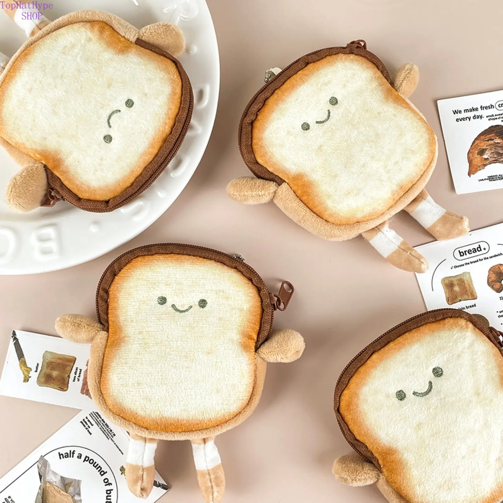 2026 New Cartoon Toast Slice Mini Coin Purse - Soft, Lightweight, Portable Butter Bread Plush Wallet for Kids, Cute Storage Pouch for Coins & Earphones, Ideal for Daily Outings & Mini Gifts