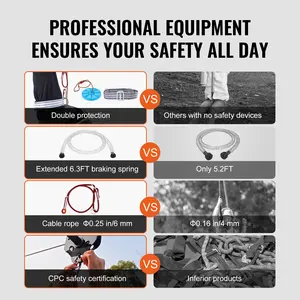 Father's Day Gift VEVOR Zipline Kit for Kids and Adult, 100 ft Zip Line Kits Up to 500 lb, Backyard Outdoor Quick Setup Zipline, Playground Entertainment with Stainless Steel Zipline, Spring Brake, Safety Harness, Seat