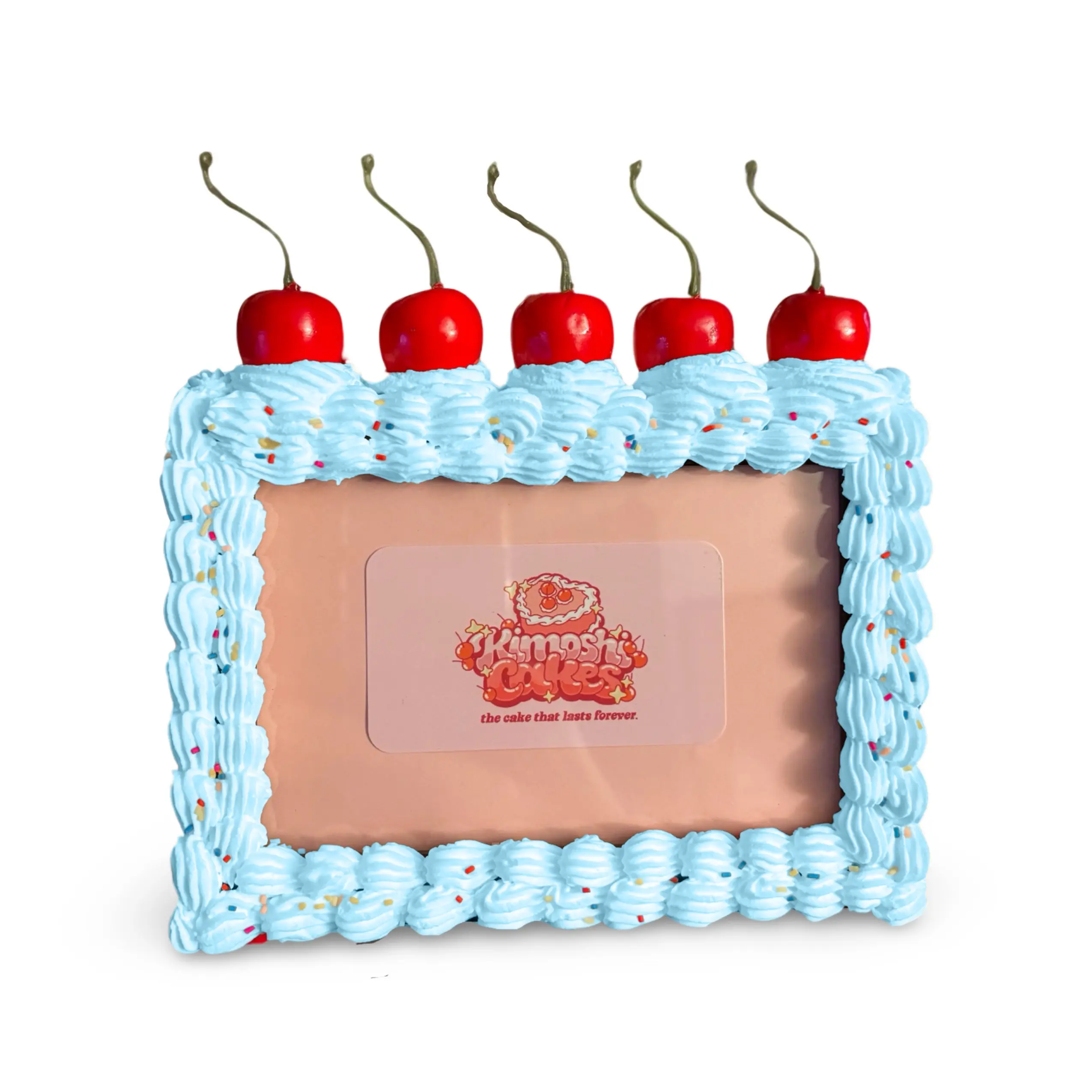 Hangable Fake Cake Picture Photo Frame with Cherries - Customizable Display for Home Decor