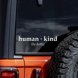 2PCS/SET Light Trendy Warm Kind Sticker | For Car Rearview Mirrors, Stationery, “human·kind” Decor, Load Items with Kindness Vibe Easily, Warm Feeling in Daily Use Details