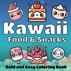 Kawaii Food & Snacks Coloring Book: 50+ Bold and Easy Designs Featuring Kawaii Illustrations like Desserts, Fruits and More for All Ages