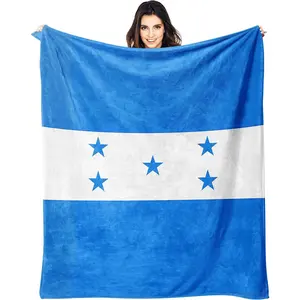 Honduras National Flag Flannel Throw Blanket, Soft Comfy Giftable Blanket, Warm Lightweight Bed Throw for Bedroom & Sofa, Home Decor, 60x50 in