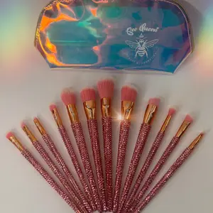 Pink Rhinestone makeup brushes