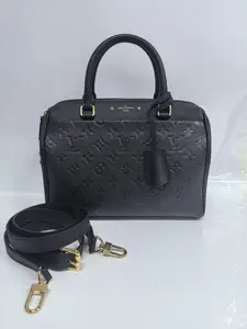 Pre-owned Louis Vuitton leather Top handle bags Speedy Bandoulière 25 Black Monogram Empreinte Leather【senza 1】