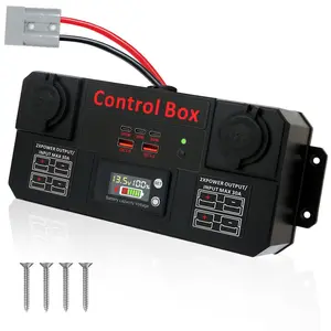Mini Power Distribution Box 4x30A Anderson 2xUSB 3.0 3xType-C 100W 2x12V Cigarette Lighter Smart Battery Box for Camping RV Outdoors