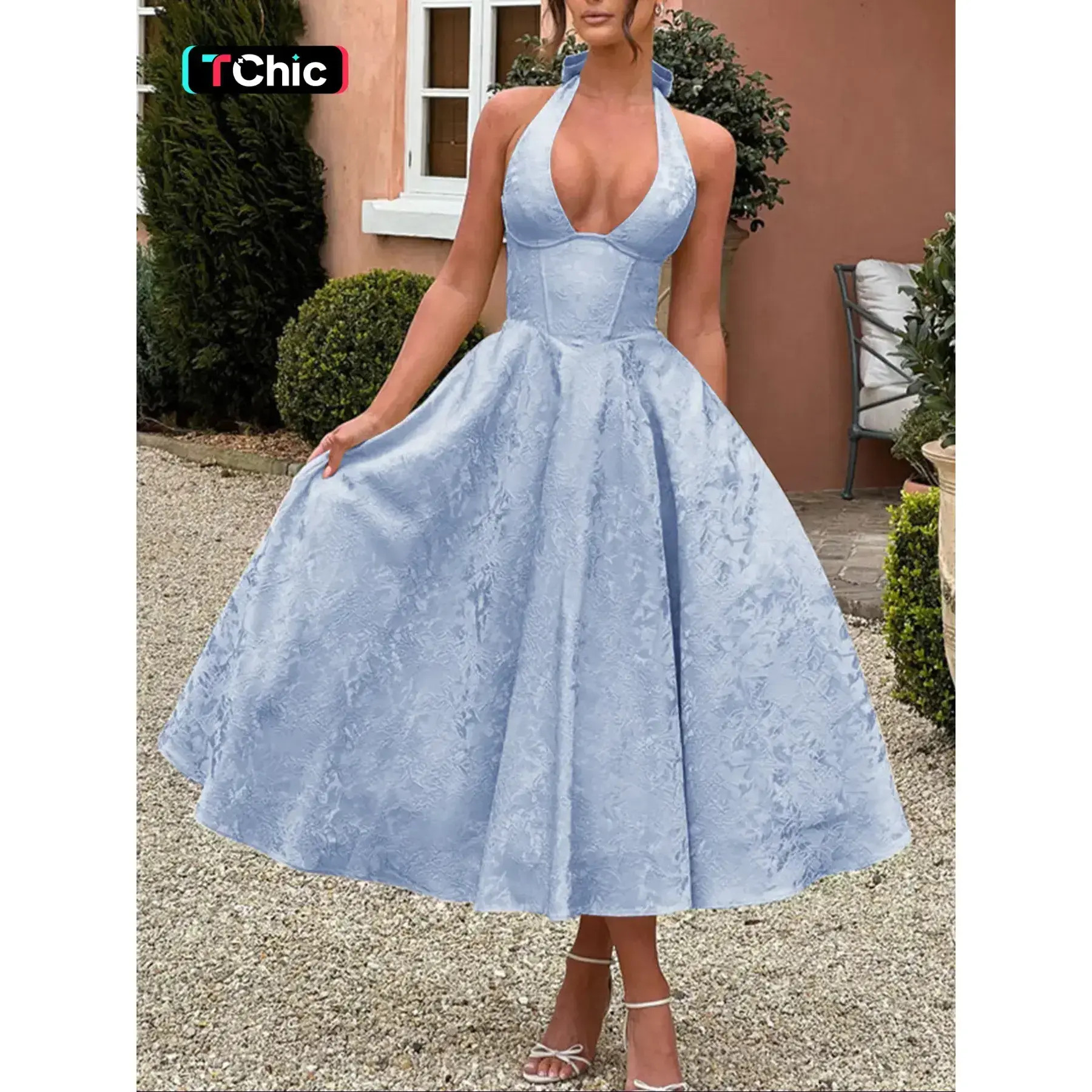 chinese dress ladies Emery Halter Tiered Dress – Grace Lilly Boutique main image 0