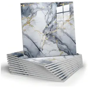 Marble sticker waterproof bathroom wall panels, PVC kitchen tiles, colored non-tile appearance, 11.8"x11.8", 10/20 piece set, Waterproof marble stickers