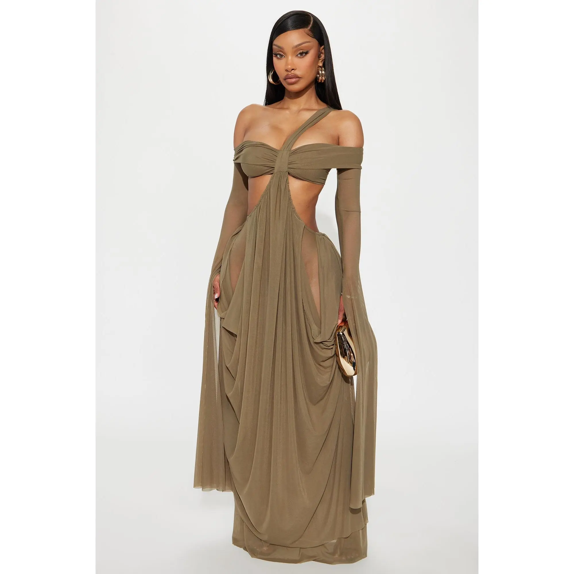 Alora Mesh Maxi Dress - Olive Alora Mesh Maxi Dress - Olive