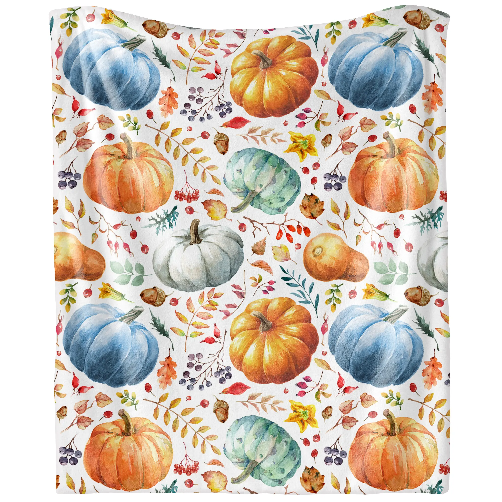 Fall Pumpkin Blanket Soft Autumn Harvest Throw Blankets Vintage Floral Throw Watercolor Flannel Fleece Bed Cover Warm Farmhouse Couch Cover Cozy Thanksgiving Gifts Blanket for Sofa