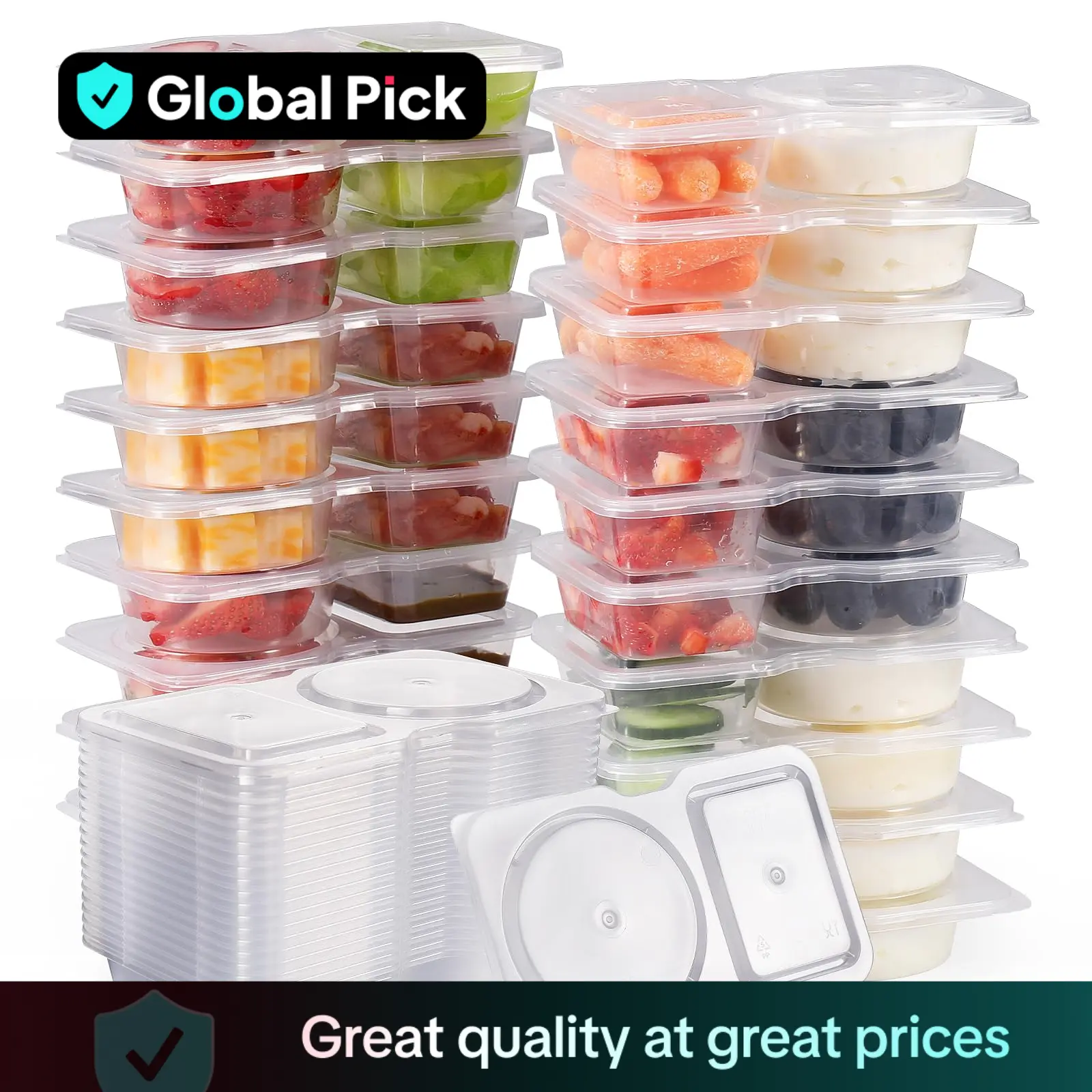 Reusable Snack Container with Lid, Double Compartment Snack Box, Snack Pack Container for on-the-Go Meals and Camping, Kitchen