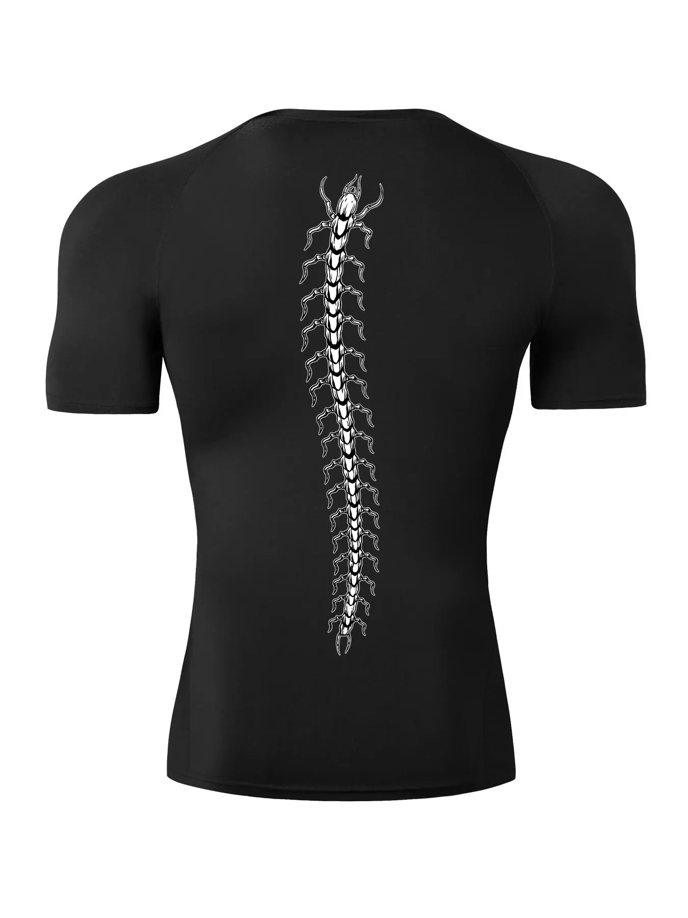 Men's Centipede Print Round Neck Tee, Casual Sporty Short Sleeve T-shirt for Summer, Menswear for Daily Wear, Casual Sport Top