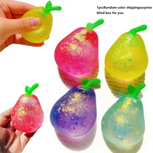 Children's squeezing simulation pear decompression ball, squeezable toy, cute sensory fruit squeezing toy, suitable for birthday gifts, basket filling pear decompression candy ball