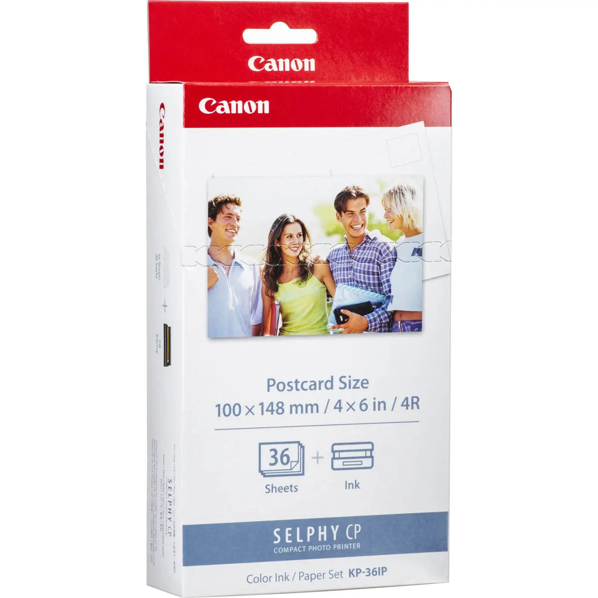 Canon KP-36IP Standard Color Ink-Paper Pack, Postcard Size 4x6" Paper Sheets, 36-Count for CP Printers