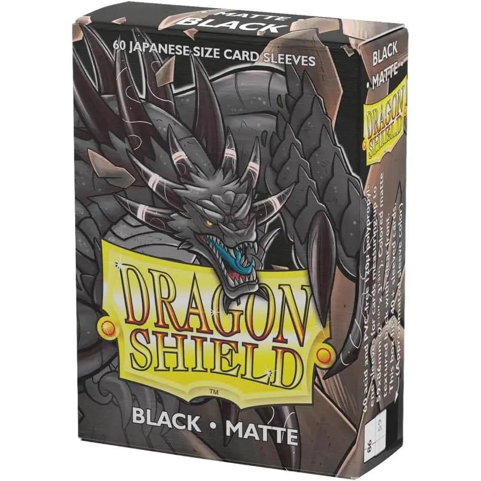 Dragon Shield | Japanese Size Card Matte Sleeves | 60 CT - Smooth & Tough Premium TCG Sleeves - Compatible with Yu-Gi-Oh, Naruto, Cardfight & Vanguard | Black