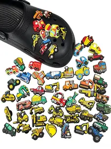 58pcs Cartoon Excavator Car Shoe Accessories, DIY Hole Shoes Button Sandals Decor Shoe Charms, Kids and Adults, All Seasons